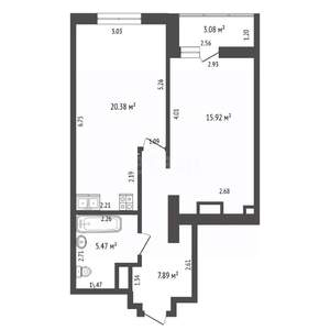 1-к квартира, вторичка, 49м2, 13/18 этаж