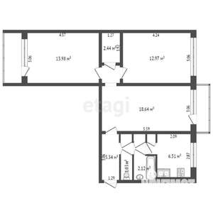 3-к квартира, вторичка, 64м2, 5/9 этаж