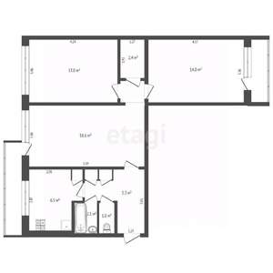 3-к квартира, вторичка, 64м2, 1/9 этаж