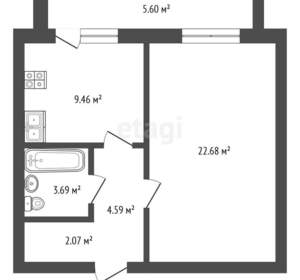1-к квартира, вторичка, 43м2, 9/10 этаж