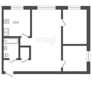 2-к квартира, вторичка, 40м2, 5/5 этаж