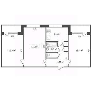 3-к квартира, вторичка, 64м2, 5/5 этаж