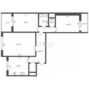 3-к квартира, вторичка, 63м2, 10/10 этаж