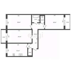 3-к квартира, вторичка, 90м2, 4/5 этаж