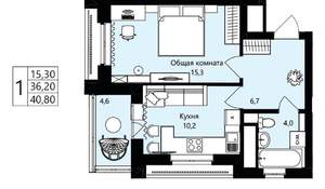 1-к квартира, вторичка, 36м2, 12/18 этаж
