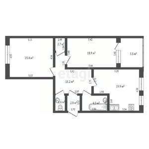 2-к квартира, вторичка, 74м2, 5/5 этаж