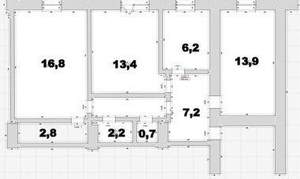 3-к квартира, вторичка, 66м2, 2/4 этаж