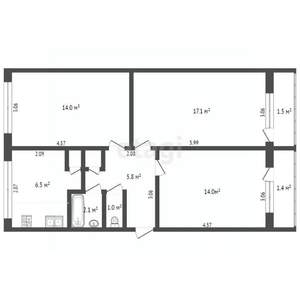 3-к квартира, вторичка, 61м2, 5/5 этаж