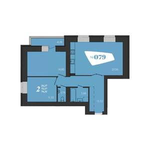 2-к квартира, строящийся дом, 74м2, 1/15 этаж