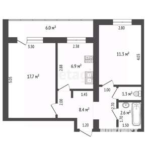 2-к квартира, вторичка, 48м2, 2/5 этаж