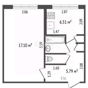 1-к квартира, вторичка, 33м2, 4/5 этаж