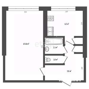 1-к квартира, вторичка, 33м2, 4/5 этаж