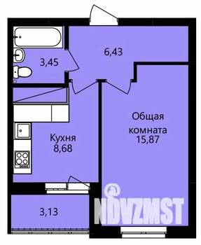 1-к квартира, строящийся дом, 36м2, 2/14 этаж