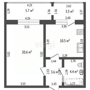 1-к квартира, вторичка, 39м2, 12/12 этаж