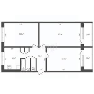 3-к квартира, вторичка, 64м2, 5/5 этаж