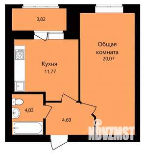 1-к квартира, строящийся дом, 42м2, 10/12 этаж