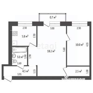 2-к квартира, вторичка, 44м2, 4/4 этаж