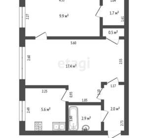 2-к квартира, вторичка, 40м2, 1/5 этаж