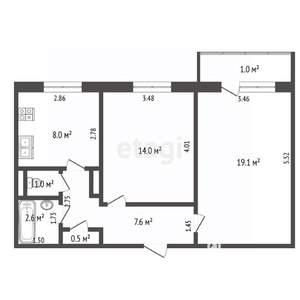 2-к квартира, вторичка, 53м2, 4/10 этаж