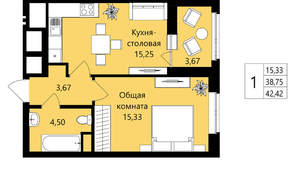 1-к квартира, вторичка, 39м2, 1/18 этаж