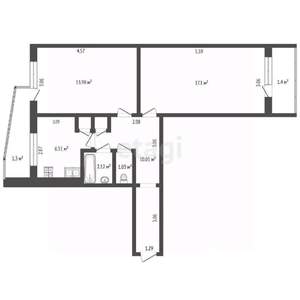2-к квартира, вторичка, 52м2, 5/5 этаж