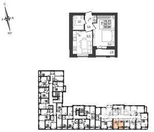 1-к квартира, вторичка, 36м2, 8/9 этаж