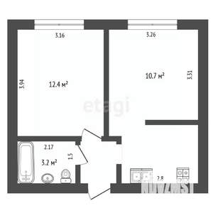 2-к квартира, вторичка, 36м2, 2/5 этаж