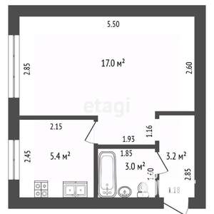 1-к квартира, вторичка, 29м2, 5/5 этаж