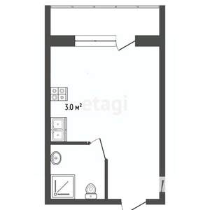 Студия квартира, вторичка, 24м2, 6/12 этаж