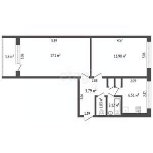 2-к квартира, вторичка, 48м2, 5/5 этаж