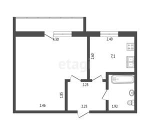 1-к квартира, вторичка, 31м2, 2/5 этаж