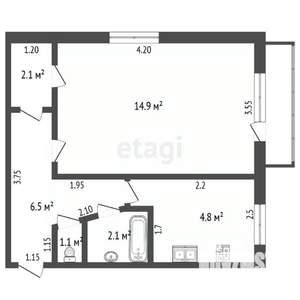 1-к квартира, вторичка, 32м2, 4/5 этаж