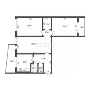 3-к квартира, вторичка, 64м2, 2/9 этаж