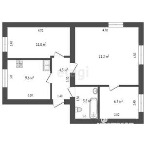 3-к квартира, вторичка, 57м2, 2/2 этаж