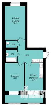 2-к квартира, вторичка, 63м2, 5/12 этаж