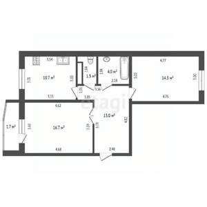 2-к квартира, вторичка, 60м2, 6/10 этаж