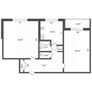 2-к квартира, вторичка, 49м2, 2/9 этаж