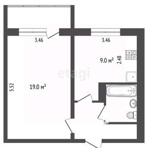 1-к квартира, вторичка, 41м2, 1/12 этаж
