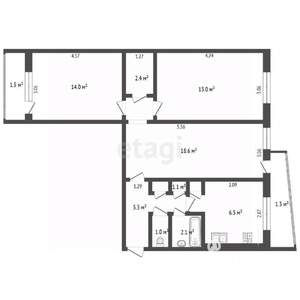 3-к квартира, вторичка, 64м2, 5/9 этаж