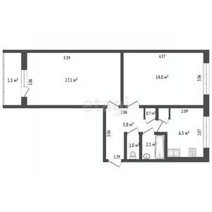2-к квартира, вторичка, 48м2, 4/5 этаж