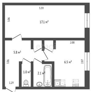 1-к квартира, вторичка, 34м2, 5/5 этаж