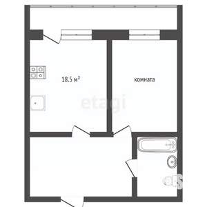 1-к квартира, вторичка, 53м2, 6/10 этаж