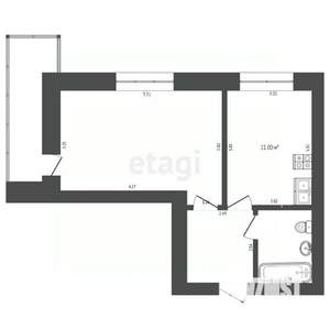 1-к квартира, вторичка, 41м2, 13/16 этаж