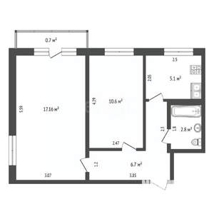 2-к квартира, вторичка, 42м2, 4/5 этаж