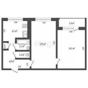 2-к квартира, вторичка, 47м2, 3/5 этаж