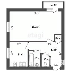 1-к квартира, вторичка, 30м2, 5/5 этаж