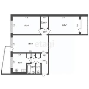 3-к квартира, вторичка, 64м2, 5/9 этаж