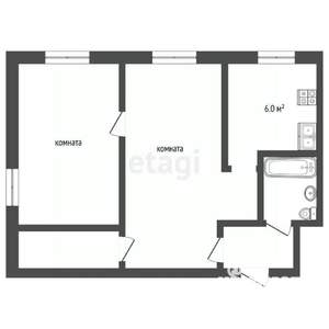 2-к квартира, вторичка, 43м2, 6/9 этаж