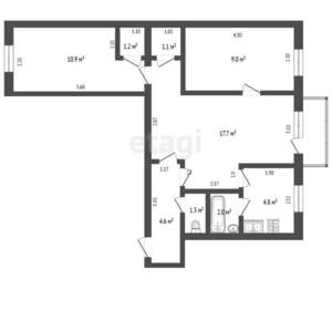 3-к квартира, вторичка, 53м2, 3/4 этаж