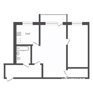 1-к квартира, вторичка, 42м2, 4/5 этаж
